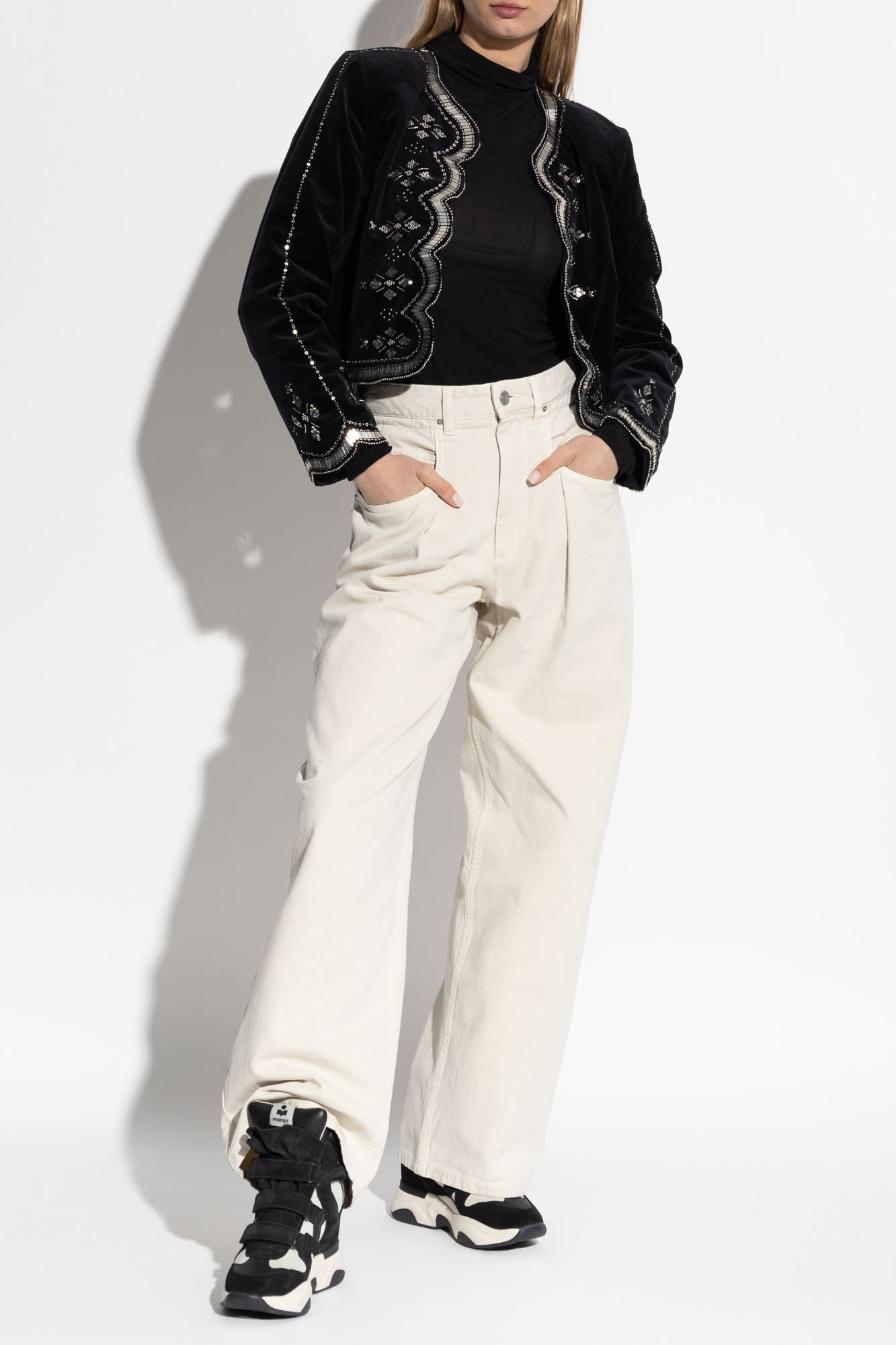 ジャケット・アウター Isabel Marant Eowyn Cape Ecru Isabel Marant Beige Embellished Linen Jacket S | eBay